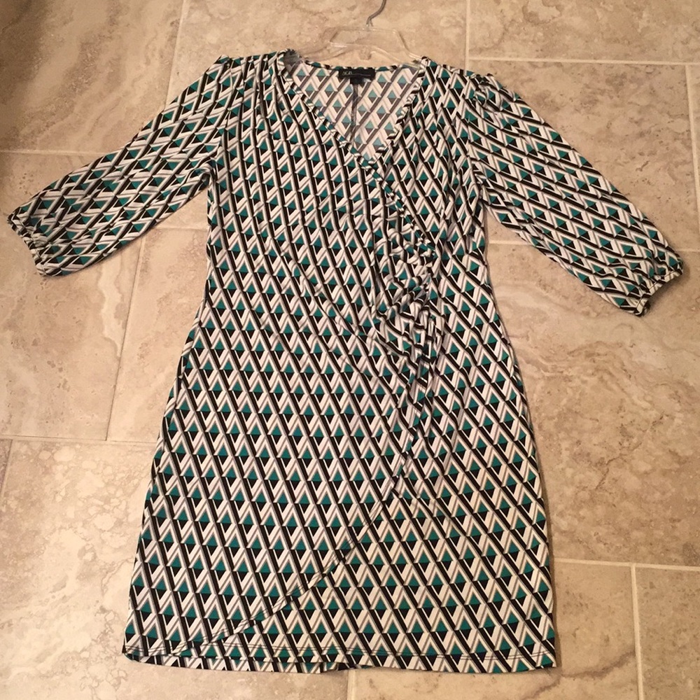 AGB dress with green, black, grey & white pattern